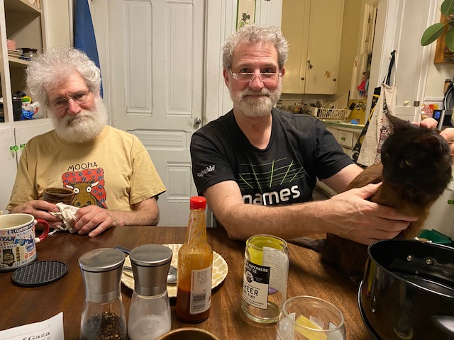 Eric with Ronny and cat Bandit